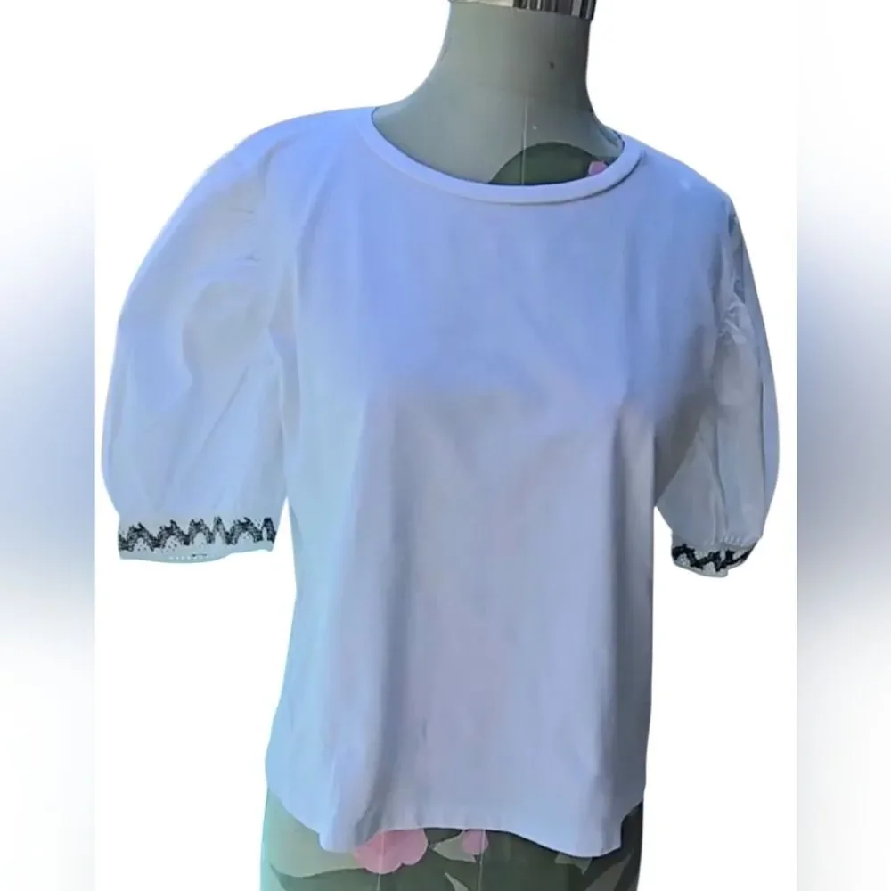 Zara White Puff Sleeve Blouse